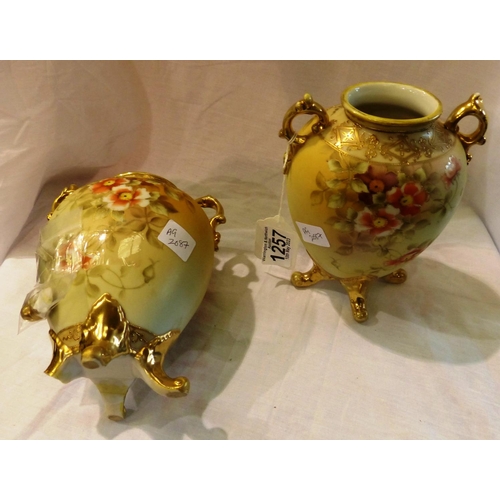 1257 - Pair of Victorian vases, both damaged. Not available for in-house P&P