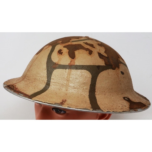 2215 - WWII British MKII helmet painted in Malta camouflage. P&P Group 2 (£18+VAT for the first lot and £3+... 