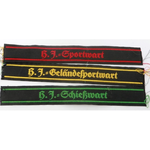 2235 - Three WWII Hitler Youth woven sports cuff titles. P&P Group 1 (£14+VAT for the first lot and £1+VAT ... 