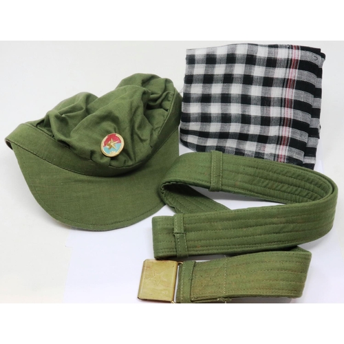 2239 - Vietnam War era Vietcong hat, belt and scarf. P&P Group 2 (£18+VAT for the first lot and £3+VAT for ... 