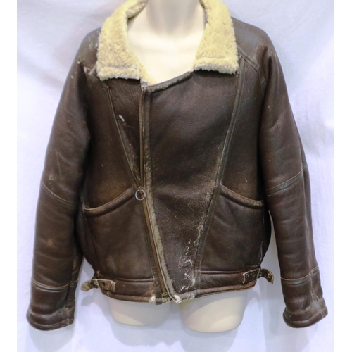 2249 - WWII or post Irvin leather flying jacket, wool lined, no moth holes generally good order with some w... 