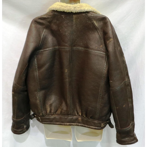 2249 - WWII or post Irvin leather flying jacket, wool lined, no moth holes generally good order with some w... 