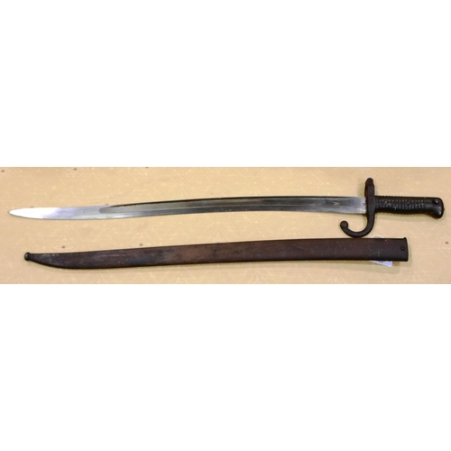 2253 - French 19th century 1866 pattern chassepot bayonet by Weyersburg (Germany), with metal scabbard. P&P... 