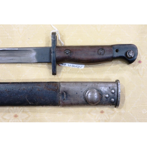 2254 - WWI British 1907 pattern bayonet, dated March 1918, maker Wilkinson, a little tight in the scabbard ... 