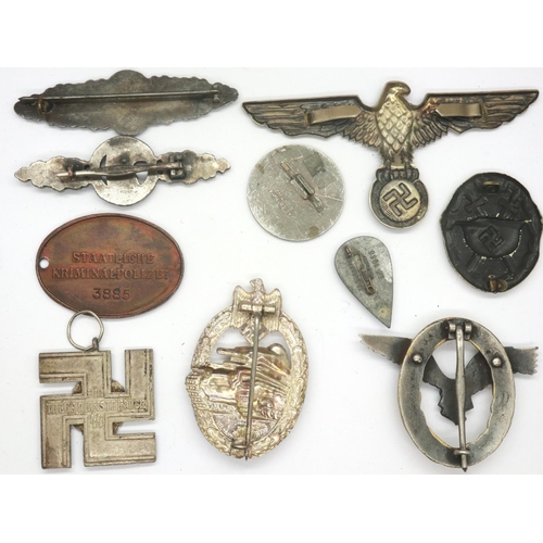 2291 - Ten Third Reich period and replica badges. P&P Group 1 (£14+VAT for the first lot and £1+VAT for sub... 