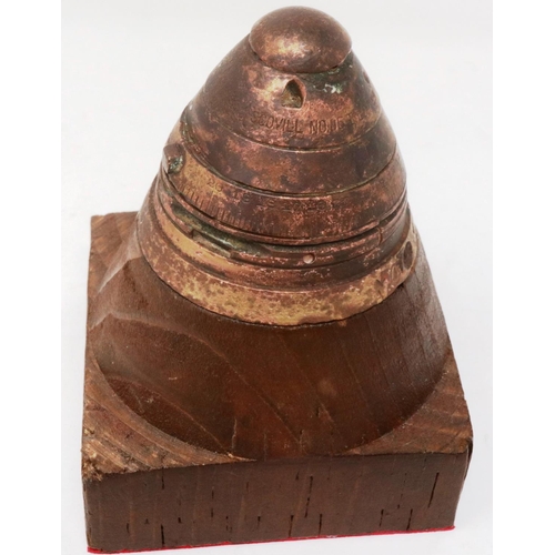 2320 - INERT WWI British shrapnel shell number eighteen fuze paperweight. P&P Group 2 (£18+VAT for the firs... 