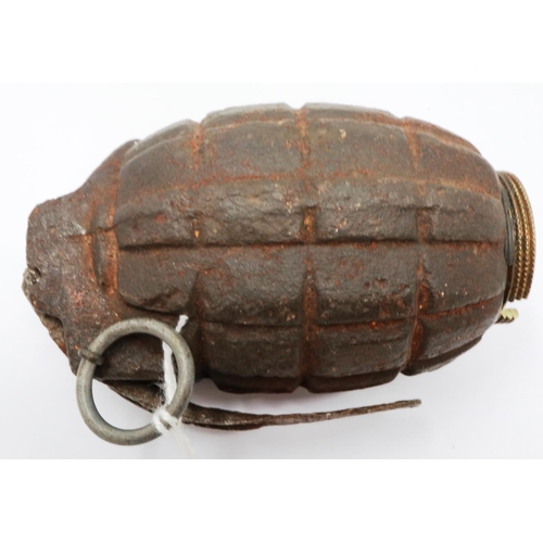 2321 - INERT WWI semi relic number five Mills grenade dated June 1916, maker James Cycles, Birmingham. P&P ... 