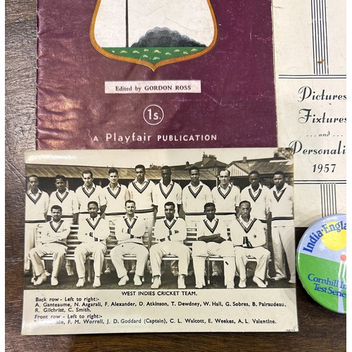 2147 - Mid 20th century cricketing ephemera, including 1957 West Indies Tour souvenir programme, with later... 