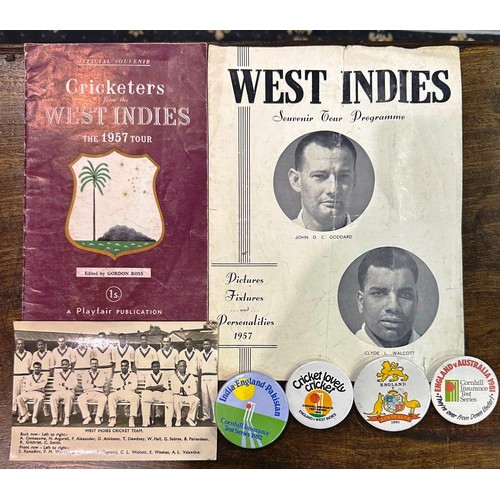 2147 - Mid 20th century cricketing ephemera, including 1957 West Indies Tour souvenir programme, with later... 