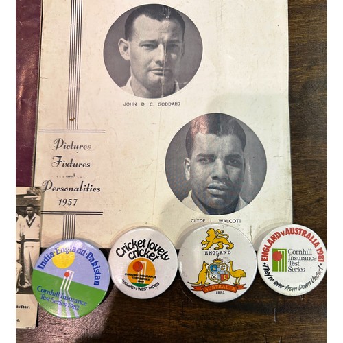 2147 - Mid 20th century cricketing ephemera, including 1957 West Indies Tour souvenir programme, with later... 