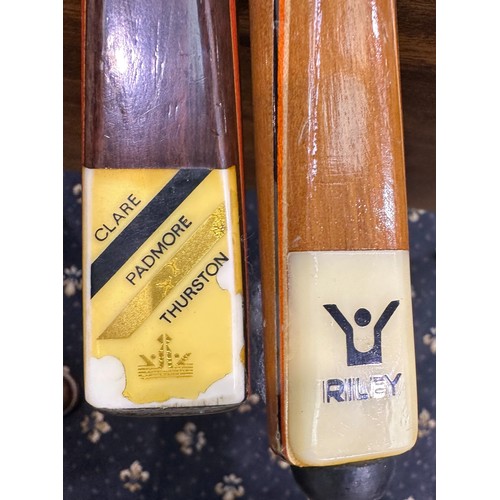 2149 - Clare Padmore Thurston two piece cue, with a Riley Crown two piece cue (2). P&P Group 2 (£18+VAT for... 