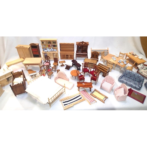 2064 - Quantity of dolls house furniture, various types, mostly in very good condition. P&P Group 2 (£18+VA... 