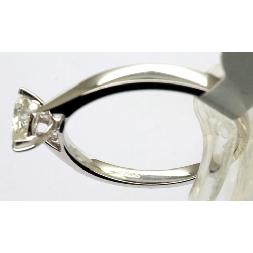 5 - New old stock 18ct white gold 0.40ct pear cut diamond solitaire ring, G/H, VS2, fully hallmarked, si... 