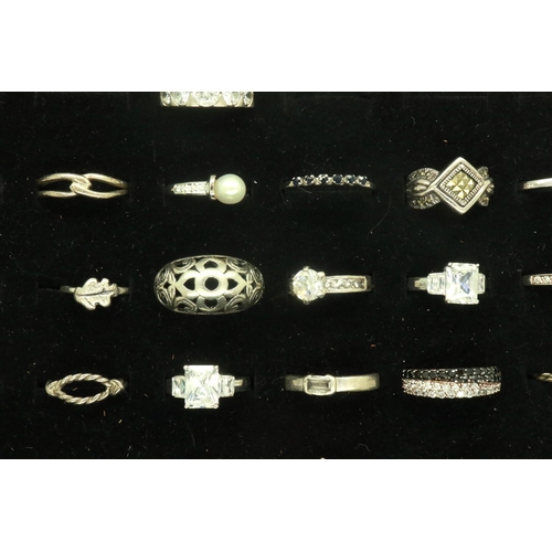 104 - Twenty five silver rings, mostly stone set, mixed sizes. P&P Group 1 (£14+VAT for the first lot and ... 