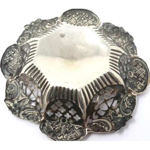 137 - Sterling silver pierced dish, Birmingham assay, 22g. P&P Group 1 (£14+VAT for the first lot and £1+V... 