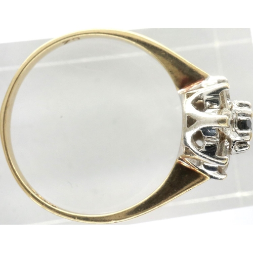 21 - 9ct gold ring with sapphire and Cubic Zirconia stones, size M, 2.0g. P&P Group 1 (£14+VAT for the fi... 