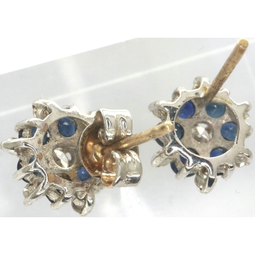 30 - Pair of white gold diamond and sapphire set stud earrings, 1.3g. P&P Group 1 (£14+VAT for the first ... 