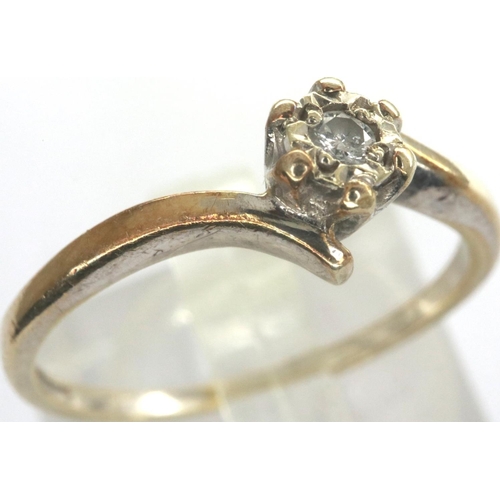 35 - 9ct gold diamond solitaire ring, size N, 1.6g. P&P Group 1 (£14+VAT for the first lot and £1+VAT for... 