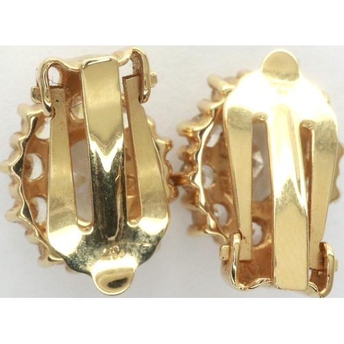 4 - Modern 14ct gold stone set clip one earrings, H: 15 mm, 4.3g. P&P Group 1 (£14+VAT for the first lot... 