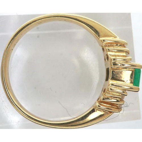 55 - Unmarked gold emerald and diamond set ring, size Z, 3.1g. P&P Group 1 (£14+VAT for the first lot and... 