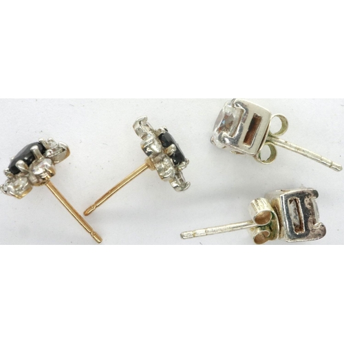 76 - Two pairs of white gold stone set stud earrings, 3.2g. P&P Group 1 (£14+VAT for the first lot and £1... 