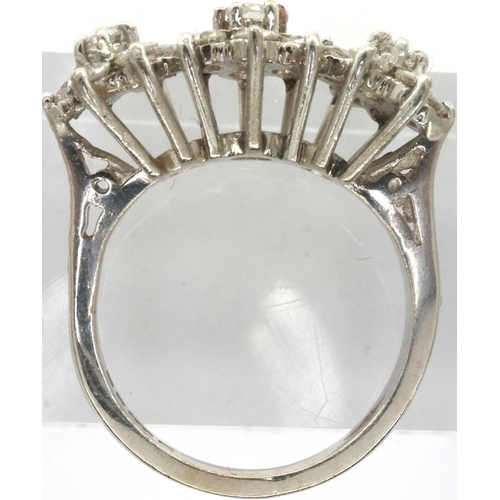 78 - 18ct white gold diamond set ring, size J, 4.7g. P&P Group 1 (£14+VAT for the first lot and £1+VAT fo... 