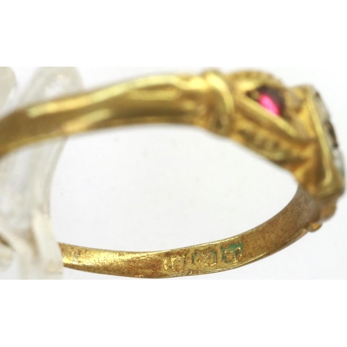 80 - Victorian 9ct gold stone set ring, size O, 1.5g. P&P Group 1 (£14+VAT for the first lot and £1+VAT f... 