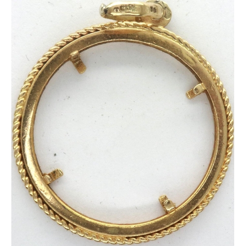 83 - 9ct gold full sovereign pendant mount, 2.9g. P&P Group 1 (£14+VAT for the first lot and £1+VAT for s... 