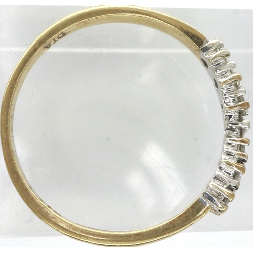 91 - 9ct gold wishbone ring set with diamonds, size M, 1.4g. P&P Group 1 (£14+VAT for the first lot and £... 