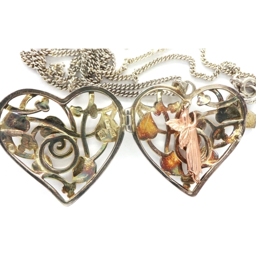 98 - Clogau sterling silver with gold wash heart necklace, pendant H: 25 mm, boxed. P&P Group 1 (£14+VAT ... 