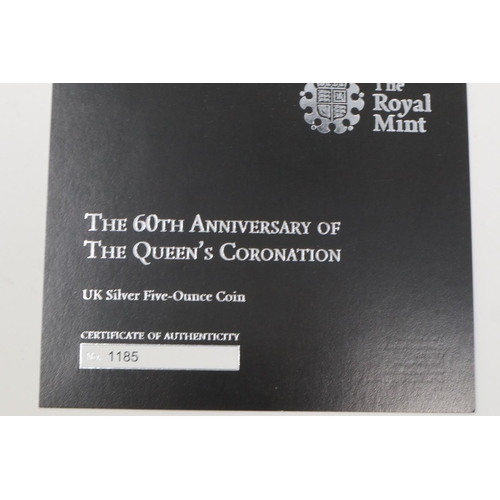 152 - Rare 2013 5oz silver proof collectors edition round, The 60th Anniversary of The Queens Coronation, ... 