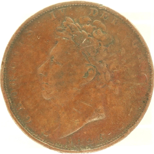 156 - 1826 milled copper farthing of George IV. P&P Group 0 (£5+VAT for the first lot and £1+VAT for subse... 