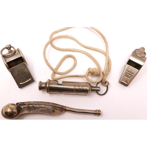 178 - Mixed whistles including Acme and Nesthill, with a Bosuns whistle (4). P&P Group 1 (£14+VAT for the ... 