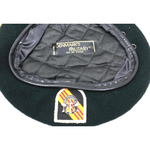195 - Two American Vietnam war period boonie hats and a Special Forces badged beret (3). P&P Group 2 (£18+... 