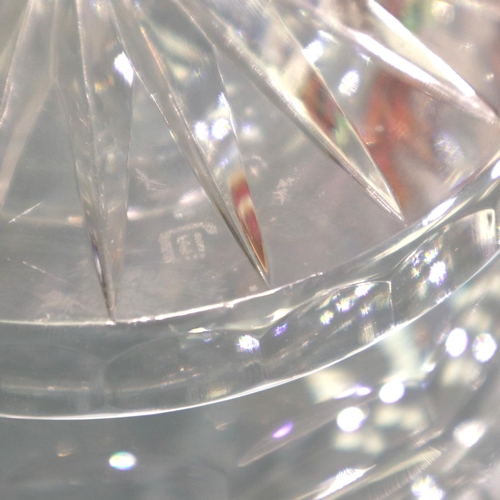 317 - Bohemian lead crystal bowl with complex cut design, D: 35 cm, small fleabites to inside of bowl. P&P... 