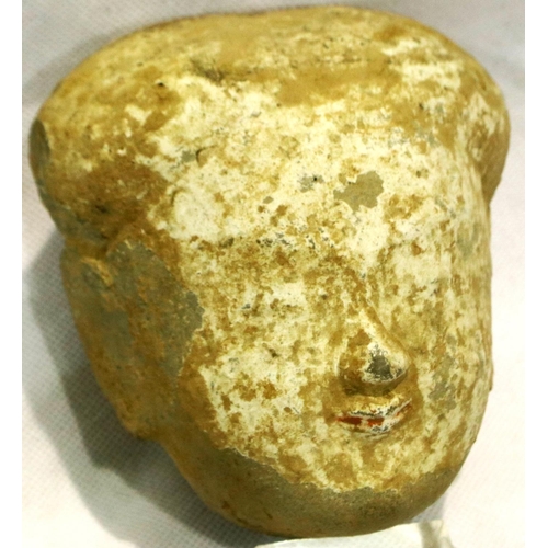 287 - A Han Dynasty figurehead, formed of clay and hollow, H: 10 cm. P&P Group 1 (£14+VAT for the first lo... 