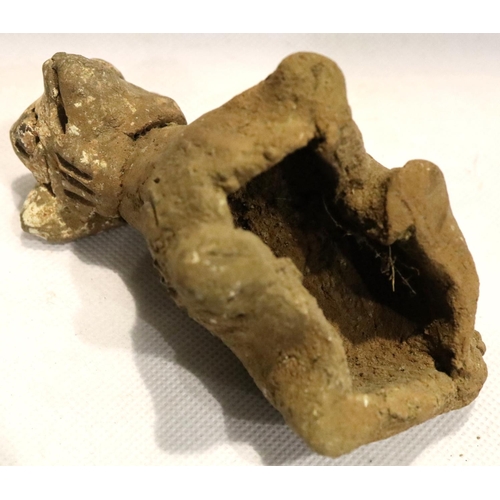 298 - A Han Dynasty zoomorphic clay figure of a recumbent goat, serpent and another beast (3), largest H: ... 