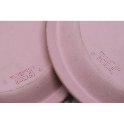 205 - Pair of unusual oval pink and white Jasperware plaques, 24 x 19 cm. P&P Group 3 (£25+VAT for the fir... 