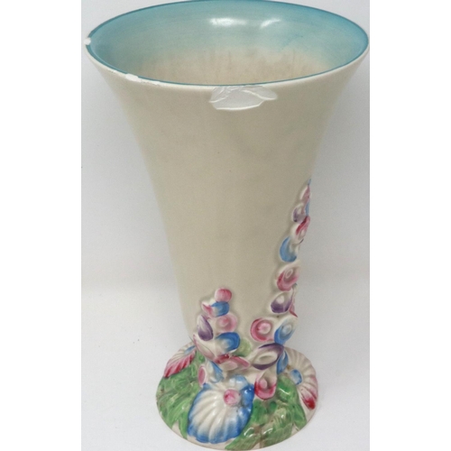212 - Clarice Cliff for Newport pottery vase, losses to rim, H: 23 cm. P&P Group 2 (£18+VAT for the first ... 