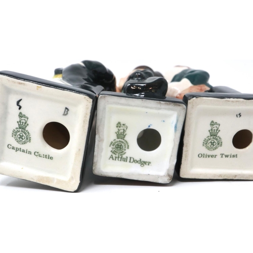 214 - Six Royal Doulton Dickens Series miniature figurines including Artful Dodger and Oliver Twist, large... 