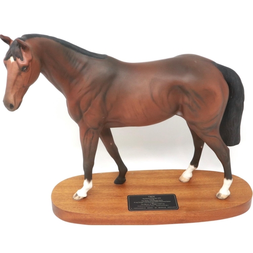 217 - Beswick horse Troy on wooden base, H: 30 cm. P&P Group 3 (£25+VAT for the first lot and £5+VAT for s... 