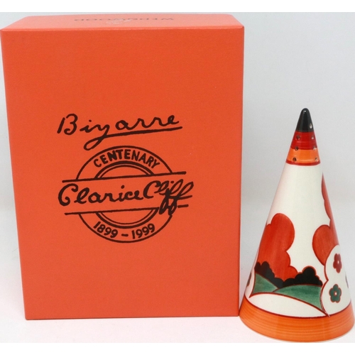 220 - Clarice Cliff by Wedgwood conical sugar sifter in the Farmhouse pattern. Boxed with certificate. P&P... 