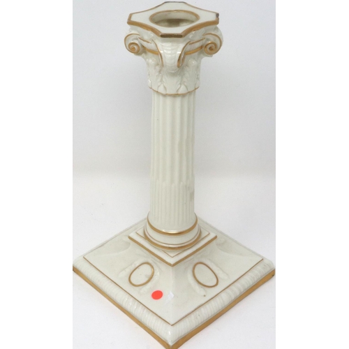 227 - Early Royal Worcester candlestick, H: 21 cm, chip to gilt on base and wear throughout. P&P Group 2 (... 