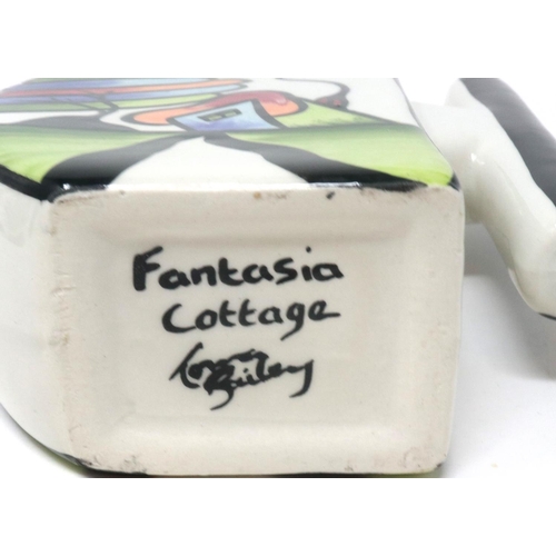 228 - Lorna Bailey half circle teapot in the Fantasia Cottage pattern, H: 18 cm. P&P Group 1 (£14+VAT for ... 