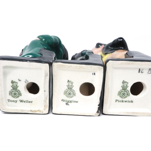 229 - Seven Royal Doulton Dickens Series figurines, including Tony Weller and Dick Swiveller, largest H: 1... 