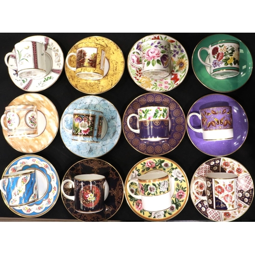 237 - Set of twelve Coalport museum historic coffee cups and saucers. P&P Group 3 (£25+VAT for the first l... 