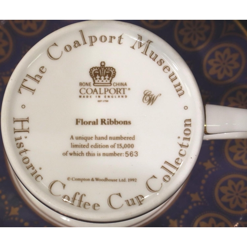 237 - Set of twelve Coalport museum historic coffee cups and saucers. P&P Group 3 (£25+VAT for the first l... 