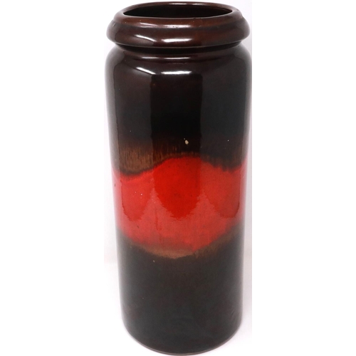 255 - Large West German cylindrical vase, H: 43 cm, no cracks or chips. P&P Group 2 (£18+VAT for the first... 
