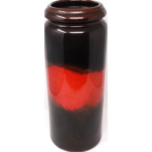 255 - Large West German cylindrical vase, H: 43 cm, no cracks or chips. P&P Group 2 (£18+VAT for the first... 