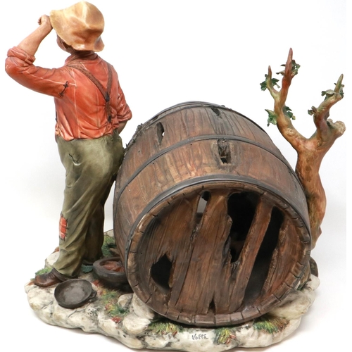 274 - Large Capodimonte figural group, Huck Finn and Tom Sawyer in an apple orchard, signed La Burla with ... 